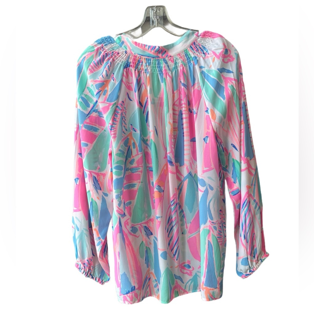 Lilly Pulitzer NWT “Out to Sea” Elsa 100% Silk Long sleeve blouse, Large - Picture 2 of 9